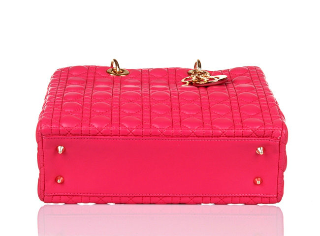 replica jumbo lady dior lambskin leather bag 6322 rosered with gold hardware